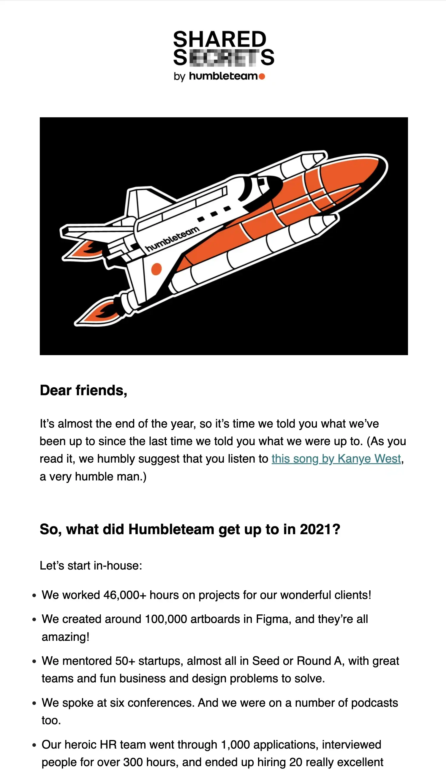 Humbleteam agency newsletter