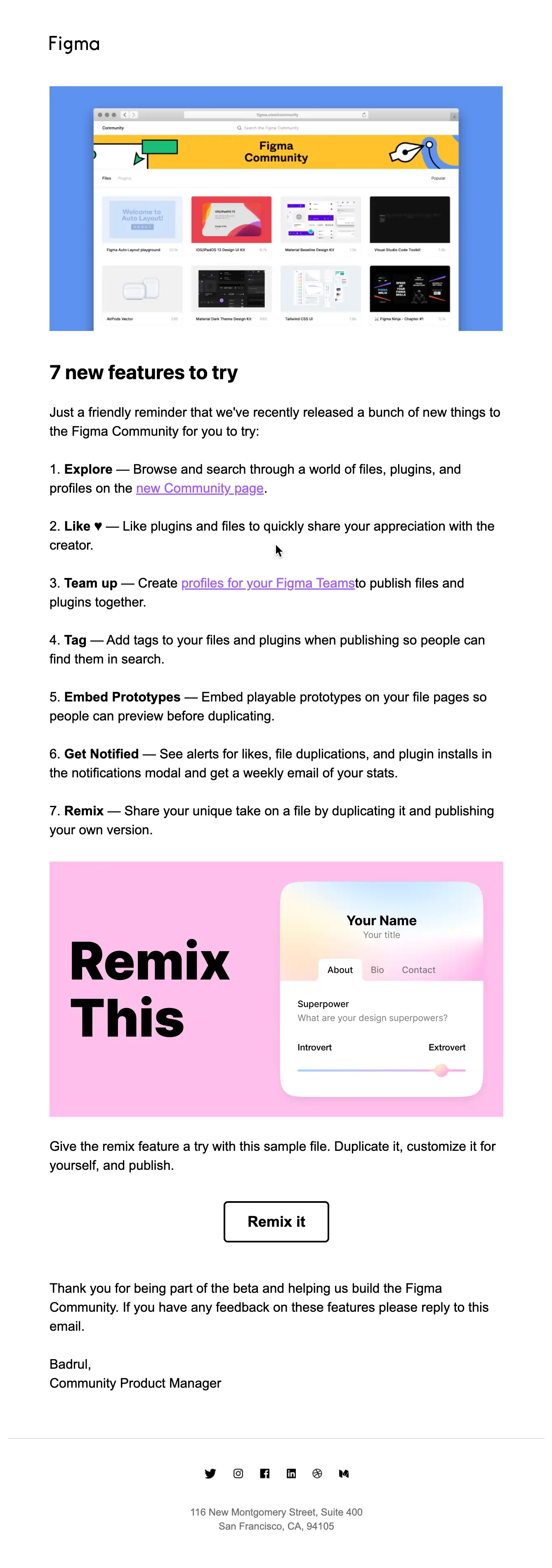 Figma email newsletter