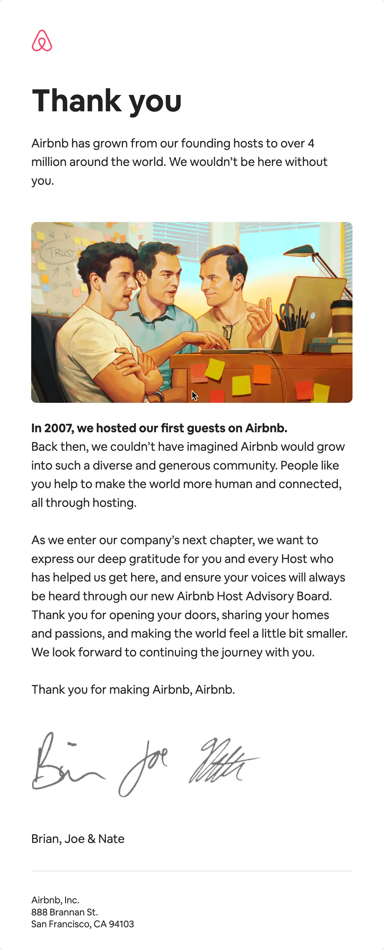 Airbnb email newsletter