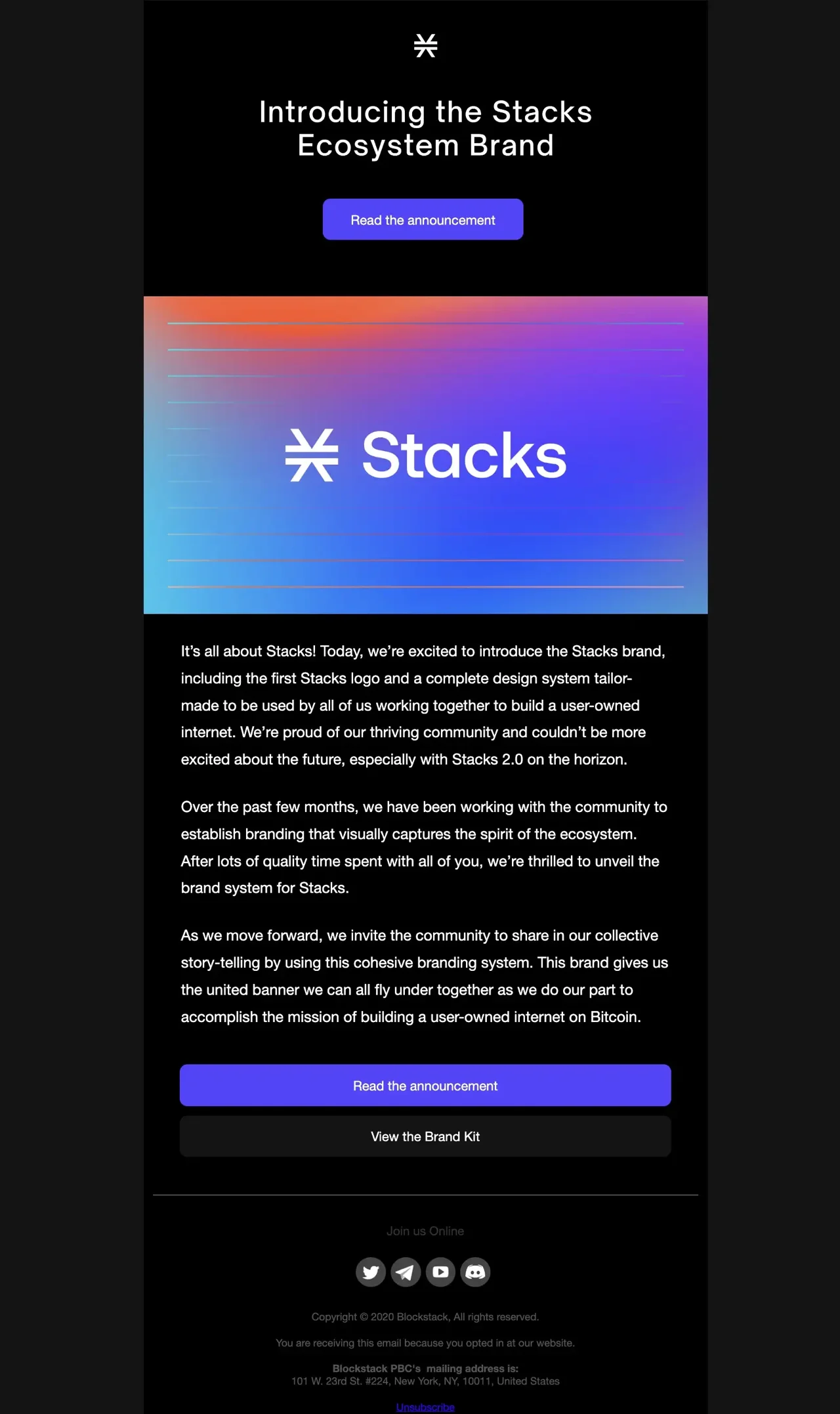 Stacks email newsletter