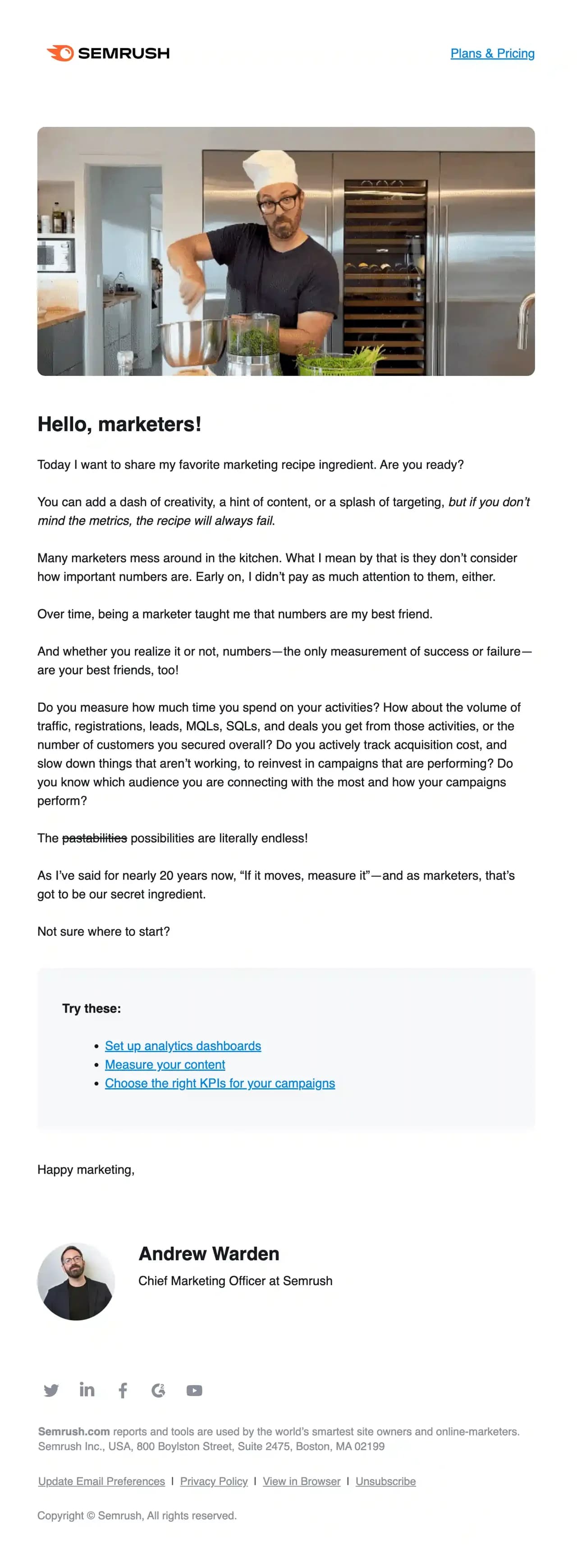 Semrush marketing newsletter