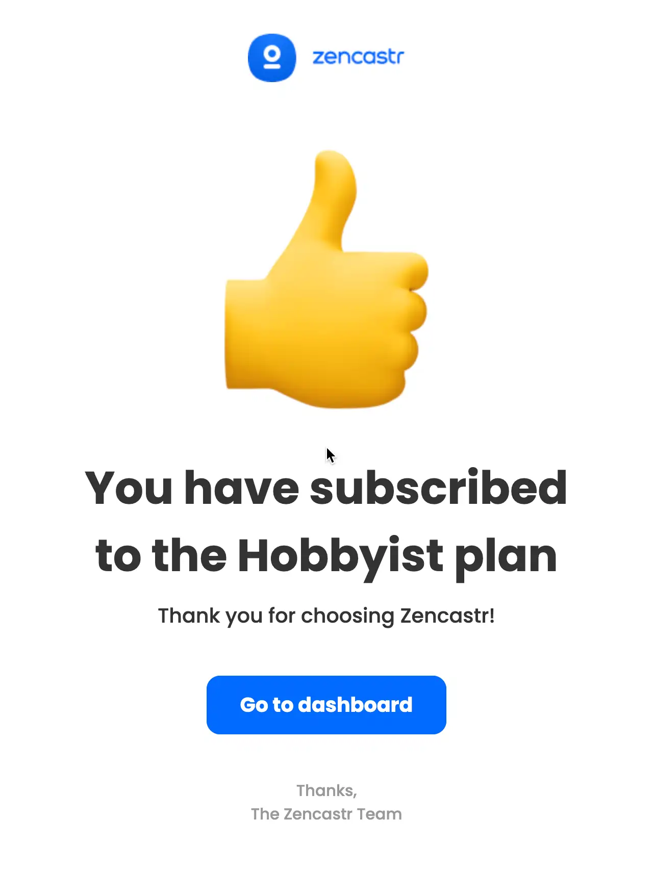 Zencastr confirmation email