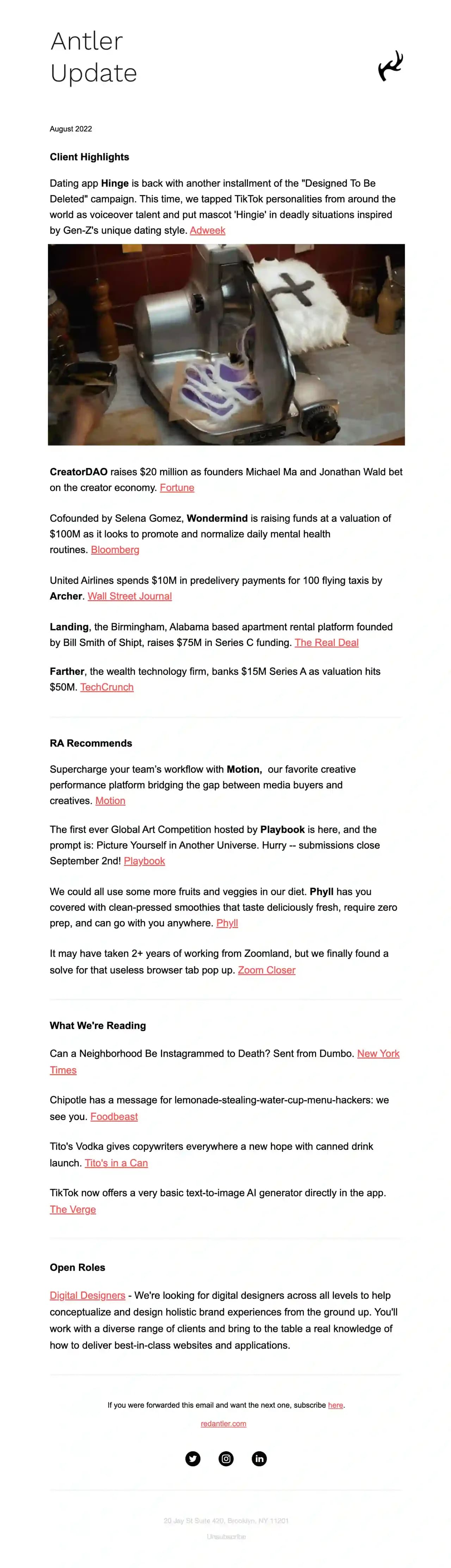 Red Antler agency newsletter