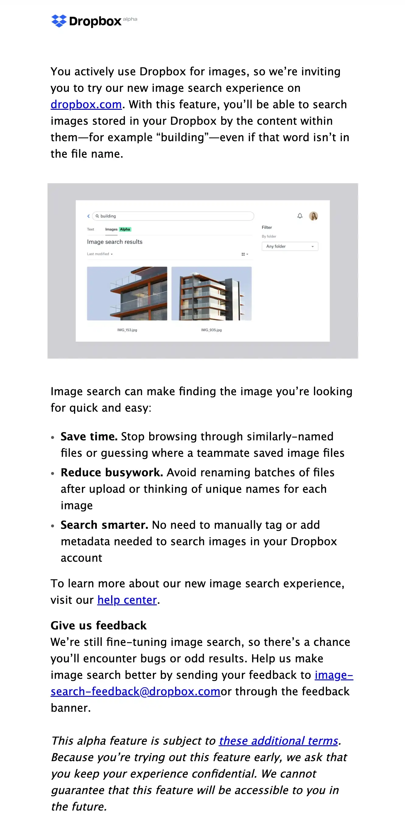 Dropbox feature update