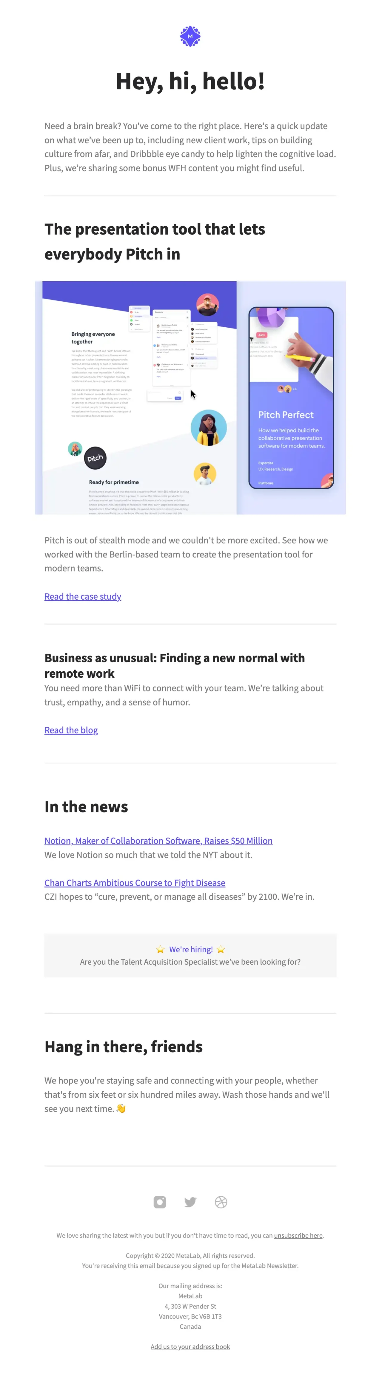 Metalab email newsletter