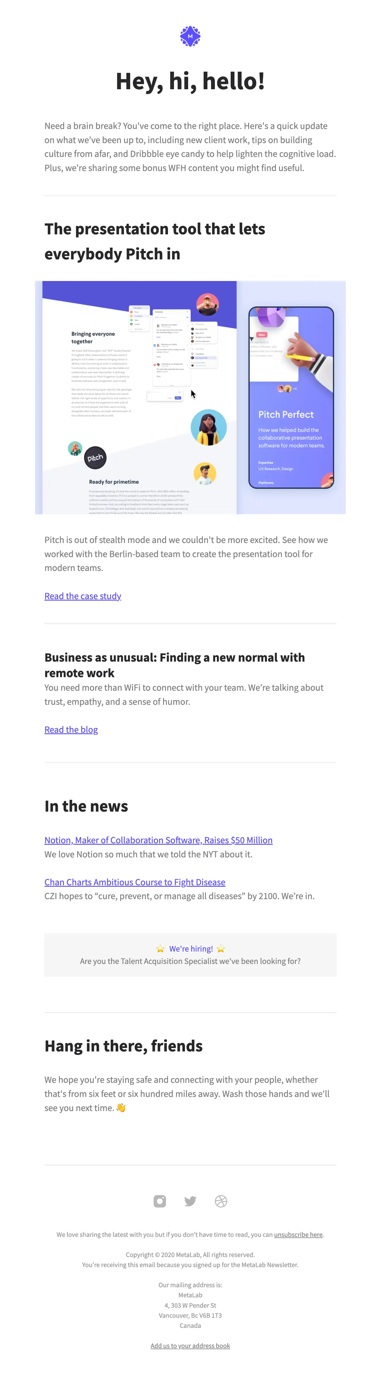 Metalab email newsletter