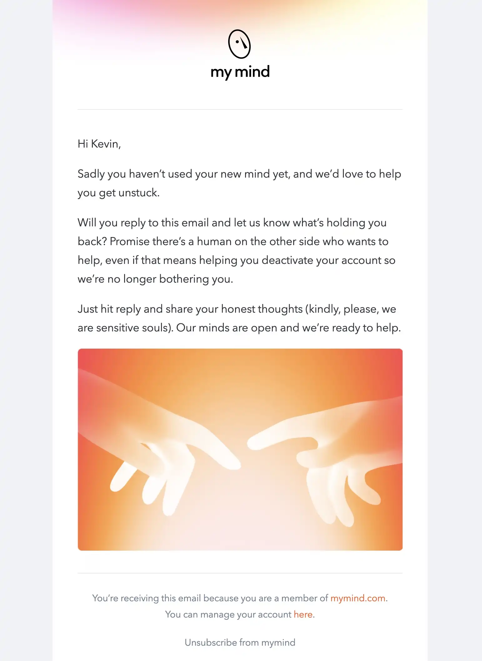 My mind re-engagement email