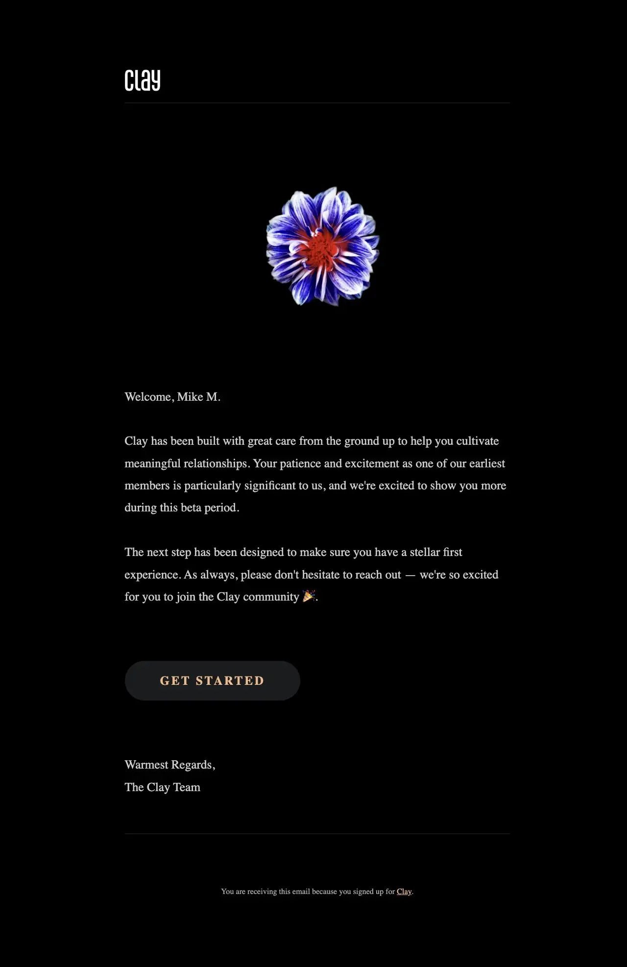 Clay waitlist email