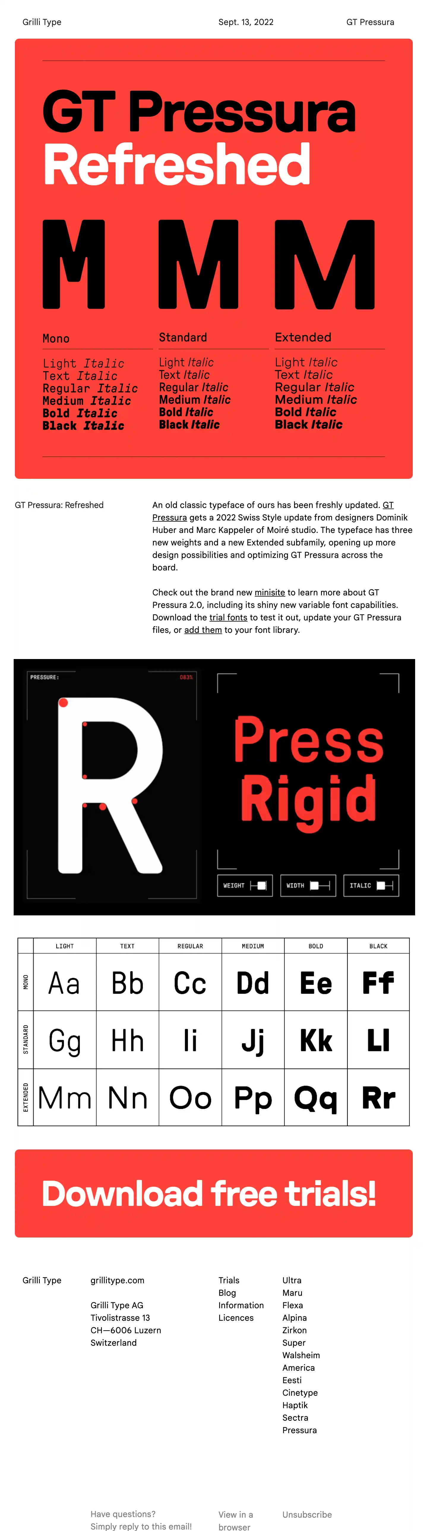 Grilli type newsletter