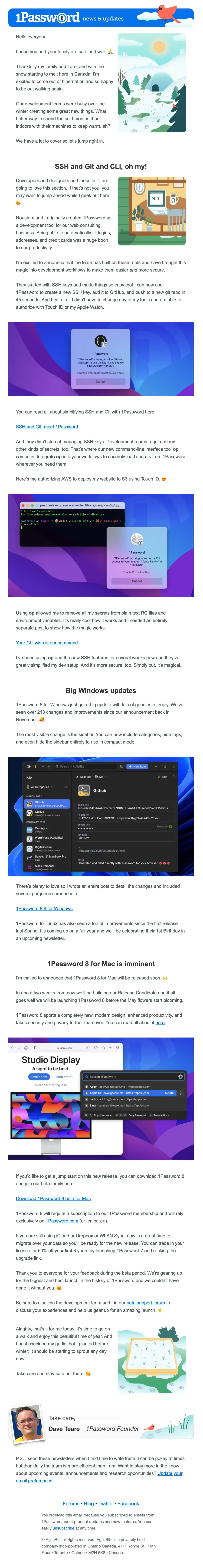 1password newsletter