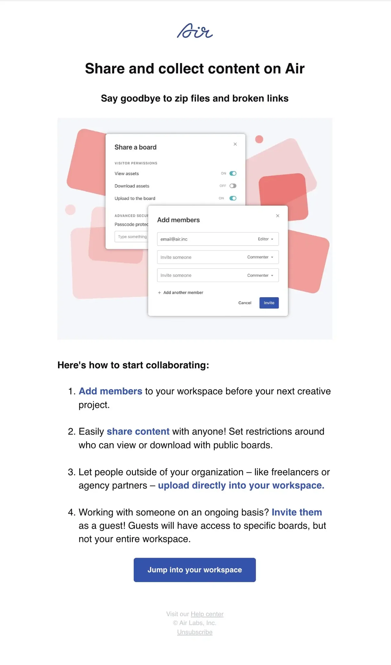 Air email newsletter