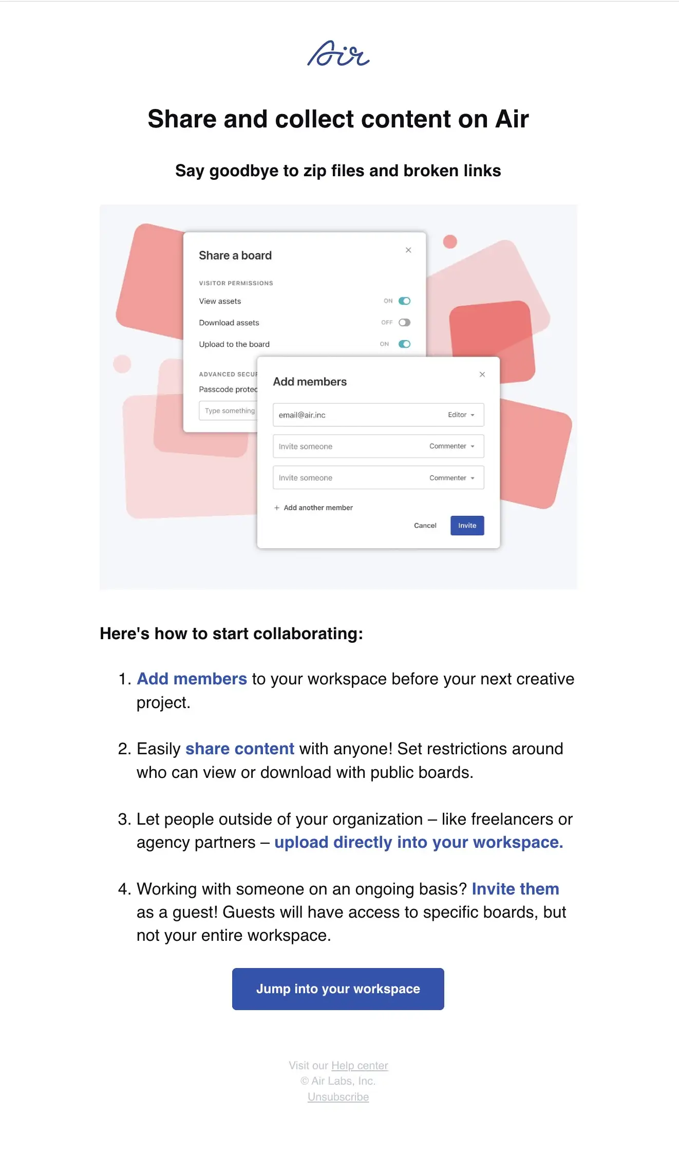 Air email newsletter