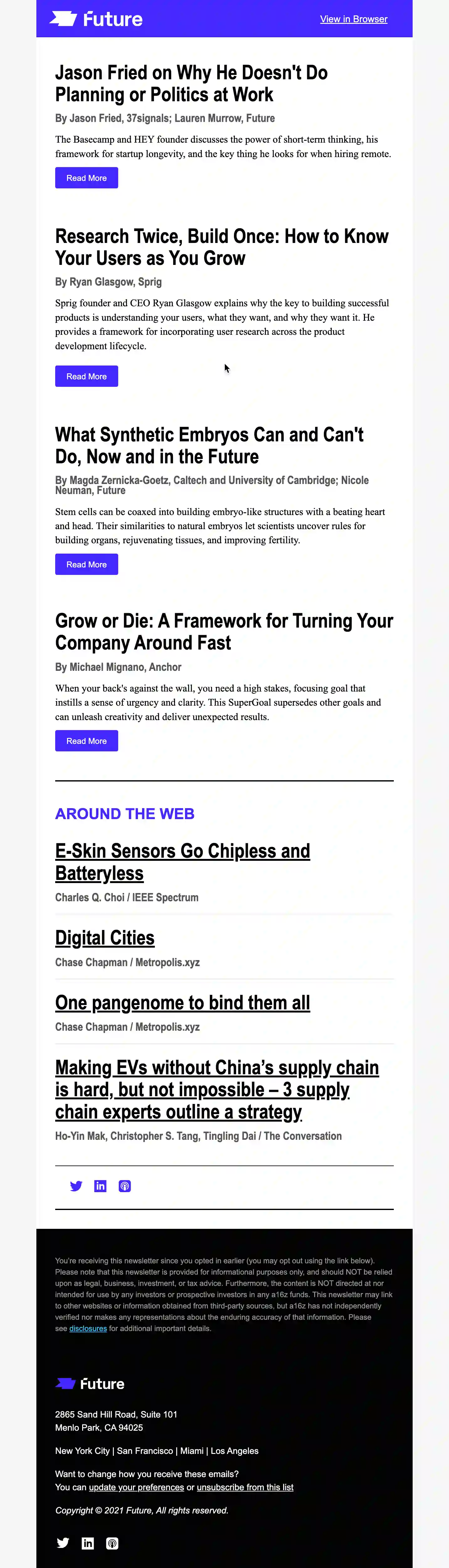 Future email newsletter