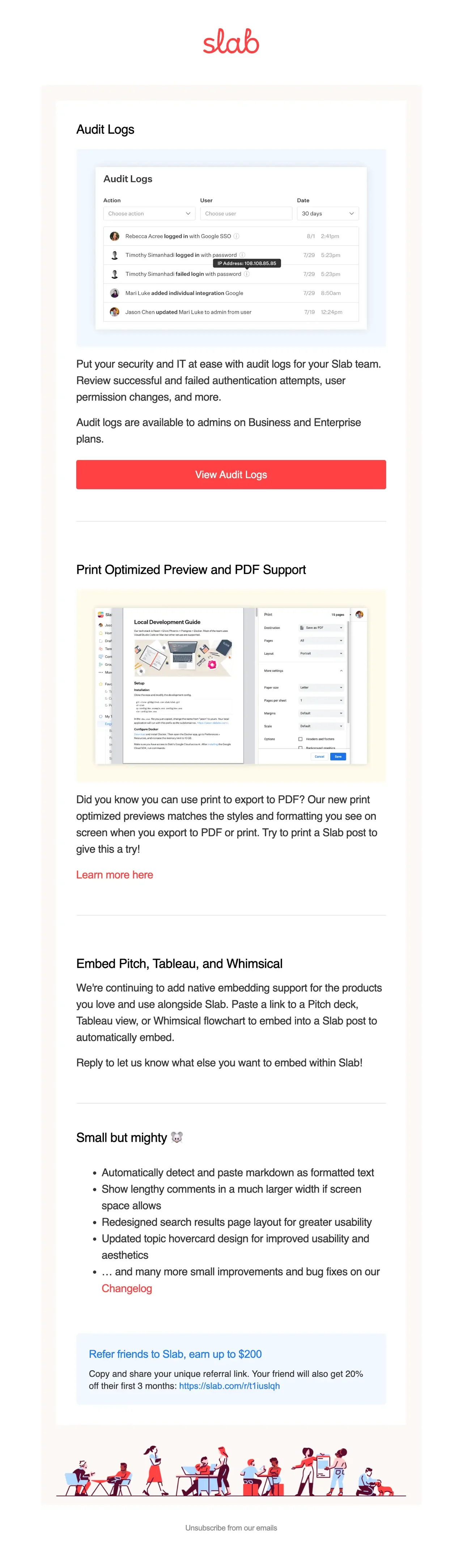 Slab email newsletter