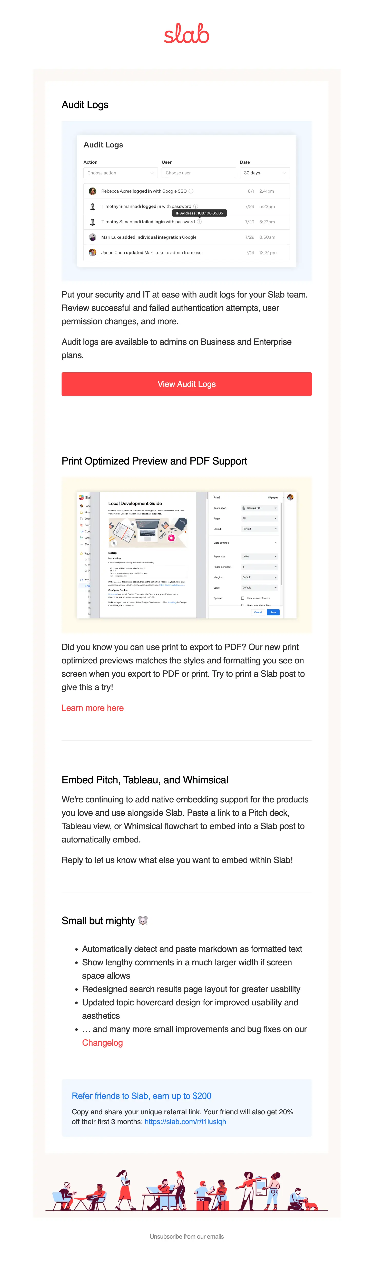 Slab email newsletter