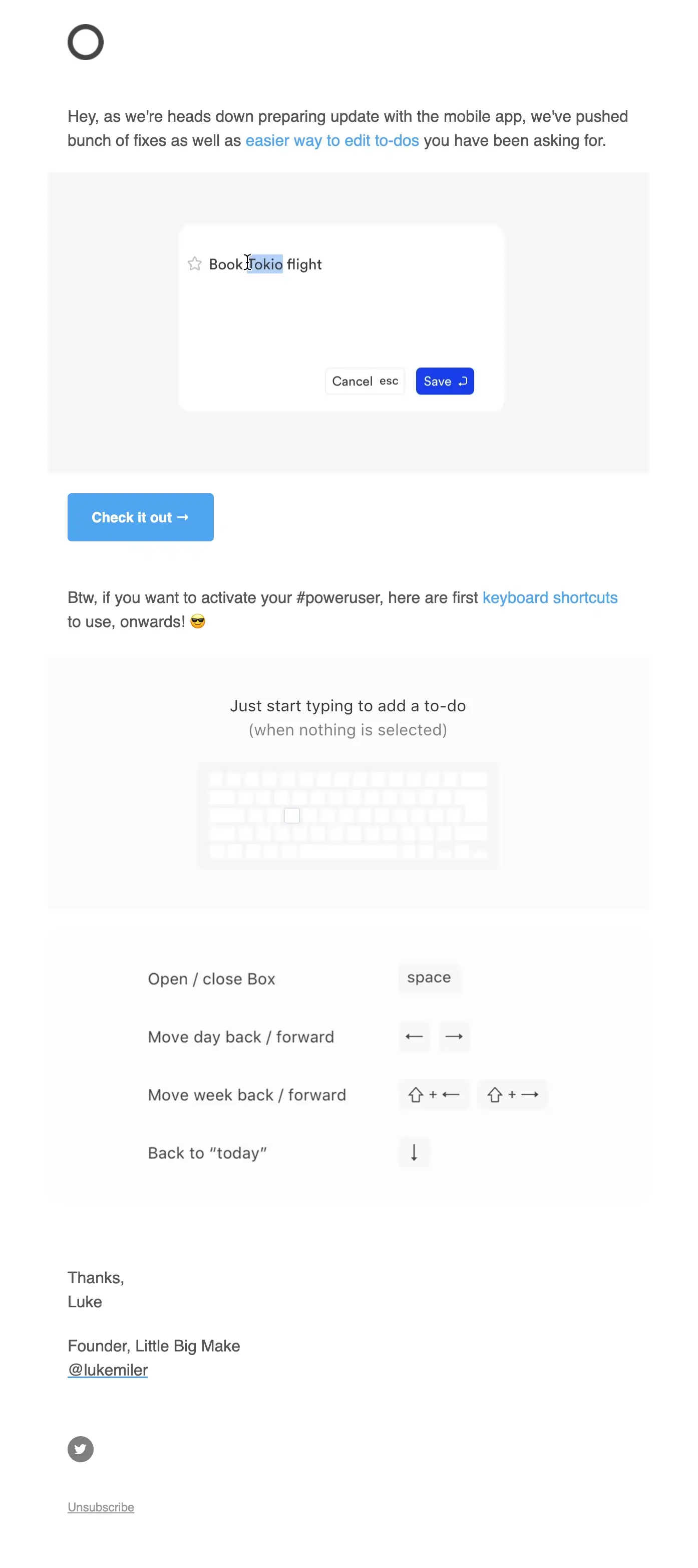 Claro product update email