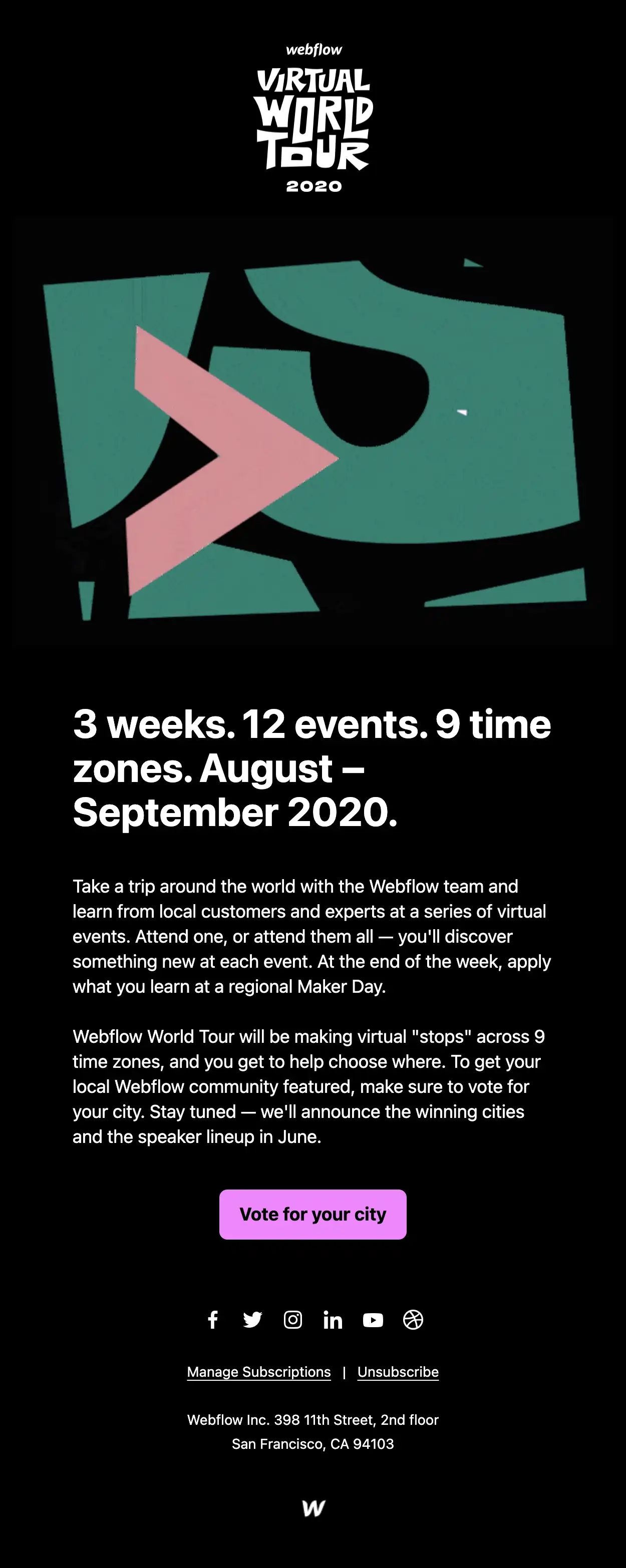 Webflow event email